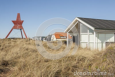 Red monument in Lokken - Denmark Stock Photo