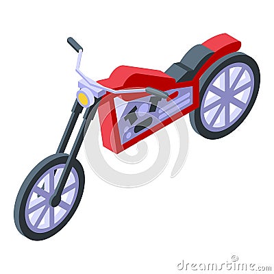 Red motorbike icon isometric vector. Chopper ride Stock Photo