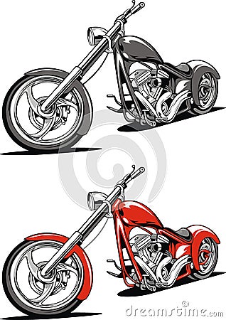 Red motorbike isolated on the white background Vector Illustration