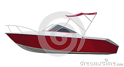 Red motorboat side Vector Illustration