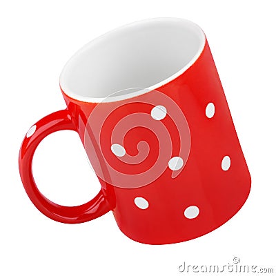 Red mug with polka dot Stock Photo