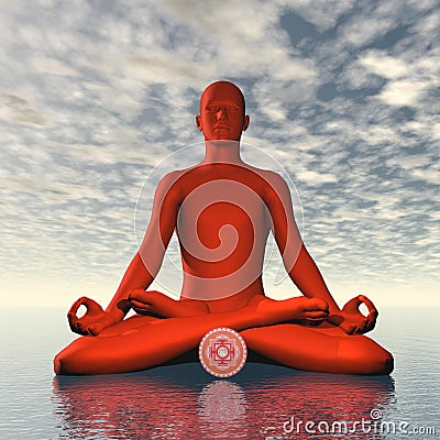 Red muladhara or root chakra meditation - 3D render Stock Photo