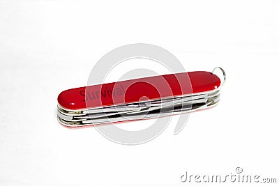 A red multipurpose knife Stock Photo