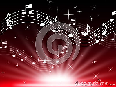 Red Music Background Means Musical Playing And Brightness Stock Photo