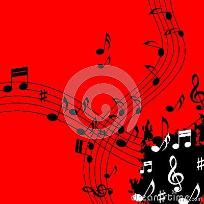 Red Music Background Means Soundwaves Piece And Notes Stock Photo