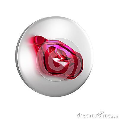 Red Mussel icon isolated on transparent background. Fresh delicious seafood. Silver circle button. Stock Photo