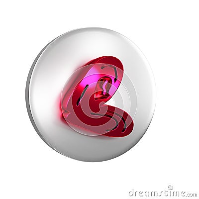 Red Mussel icon isolated on transparent background. Fresh delicious seafood. Silver circle button. Stock Photo