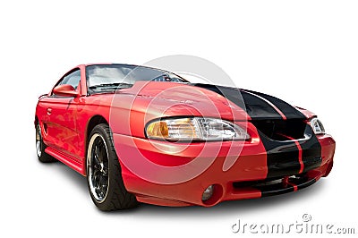 Red Mustang Cobra Sports Car Stock Photo