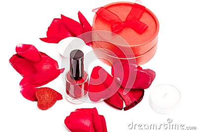 Red nail care Stock Photo