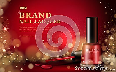 Red nail lacquer ads Vector Illustration