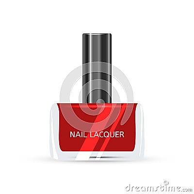 Red Nail Lacquer isolated on white background Vector Vector Illustration