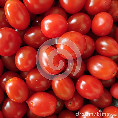 Red natural and shiny cherry tomatoes for healthy eating Stock Photo