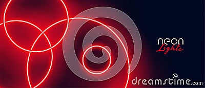 Red neon circles banner design Vector Illustration