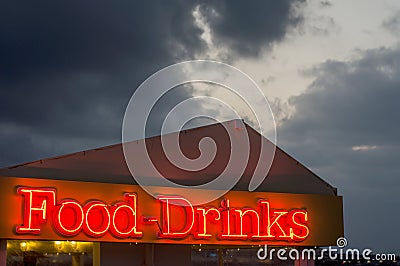 Red neon light sign Stock Photo