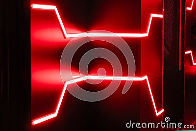 Red neon lights. Abstract tech background. Night club Stock Photo