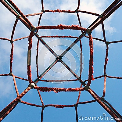 Red net in playground Stock Photo