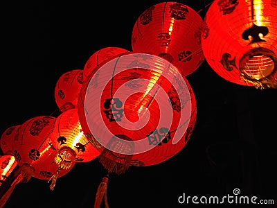 Red night Chinese lantern Stock Photo