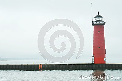 Red North Pier Lighthouse - Kenosha, Wisconsin Stock Photo