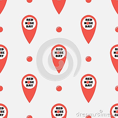 Red nose day. Location point. abstract Seamless vector pattern Stock Photo