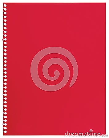 Red note paper, single sheet of blank torn jotter notebook background texture isolated Stock Photo
