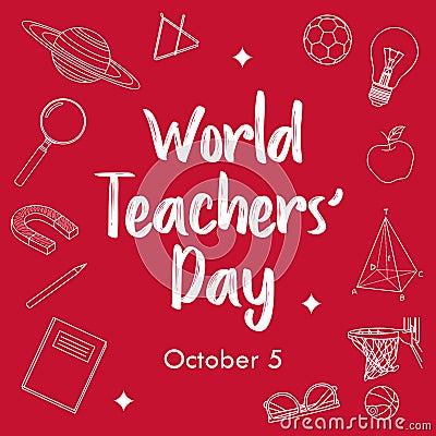 Red Nuance World Teachers` Day Theme Vector Art Vector Illustration