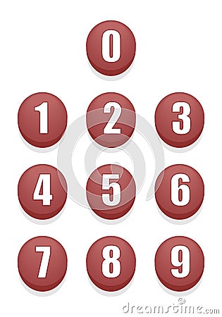 Red Numbers Buttons Stock Photo