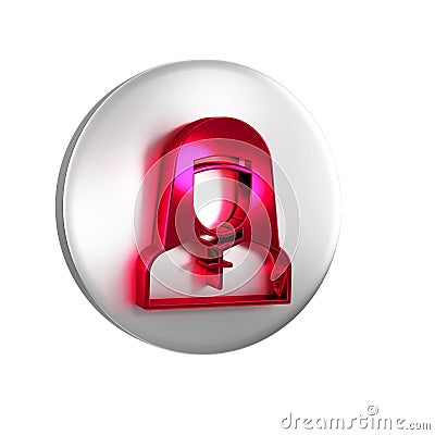 Red Nun icon isolated on transparent background. Sister of mercy. Silver circle button. Stock Photo