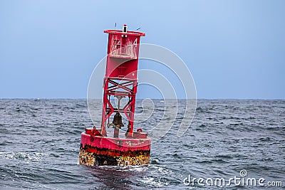 Red Ocean Buoy Stock Photo