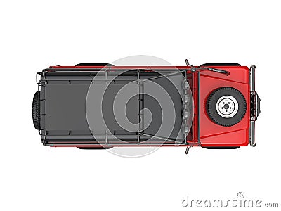 Red off road four wheel drive car - top down view Stock Photo