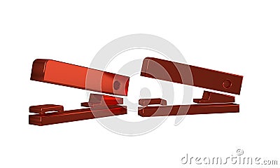 Red Office stapler icon isolated on transparent background. Stapler, staple, paper, cardboard, office equipment. Stock Photo