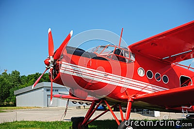 red old airplanes on takeoff in Museum Editorial Stock Photo