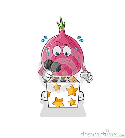 Red onion play whack a mole mascot. cartoon vector Vector Illustration