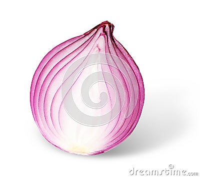 A red onion, sliced in half, i Stock Photo