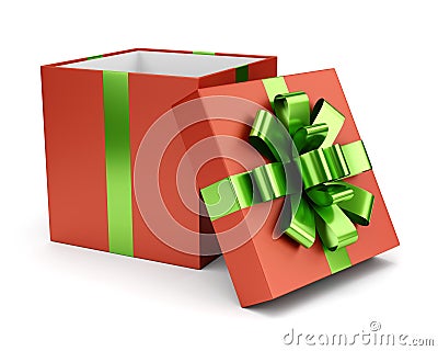 Red open gift box isolated on white Stock Photo