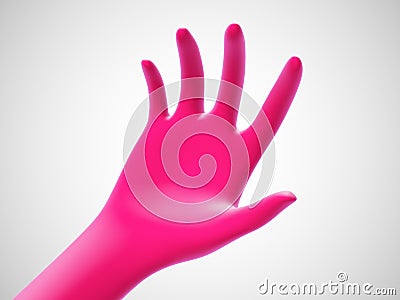 Red open palm offering something . Concept of charity, care and online support. Vector Illustration