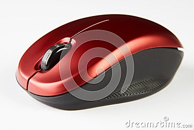 Red optical computer mouse Stock Photo