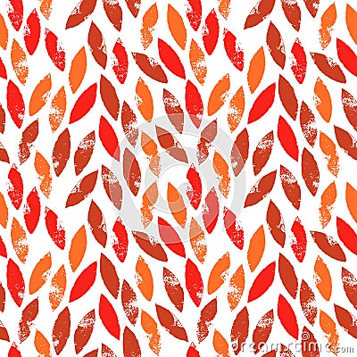 Red and orange autumn leaves grunge seamless pattern, vector Vector Illustration