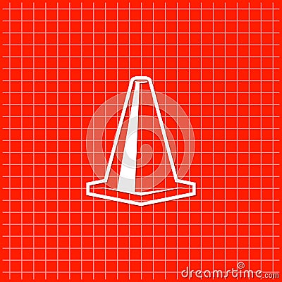 Red orange banner with road cone icon Vector Illustration