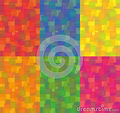 Red, orange, blue, yellow, magenta and green background of squares Vector Illustration