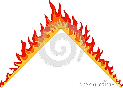 Red and orange fire flames creating a triangular frame border against a white background, conveying concepts of danger Vector Illustration