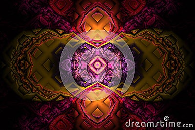 Red Orange Geometric fractal illustrate daydreaming imagination psychedelic space dreams magic nuclear explosion Stock Photo