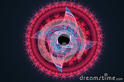 Red Orange Geometric fractal illustrate daydreaming imagination psychedelic space dreams magic nuclear explosion Stock Photo