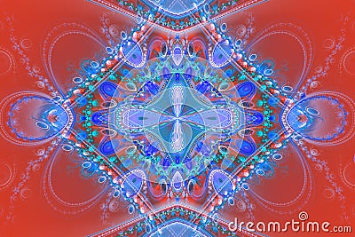 Red Orange Geometric fractal illustrate daydreaming imagination psychedelic space dreams magic nuclear explosion Stock Photo