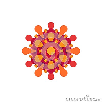 Red and orange virus flat icon. SARS-CoV-2 novel coronavirus vector illustration Vector Illustration