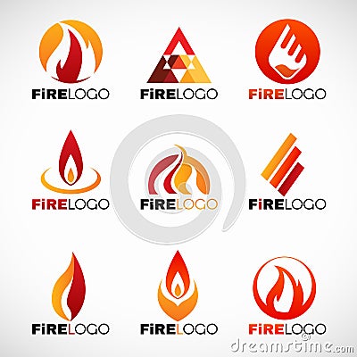 Red orange and yellow Fire logo vector set design Vector Illustration