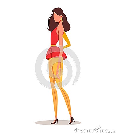 Red Outfit Fashion Figure Vector Illustration