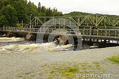 Open hatches in Dalslands canal Stock Photo