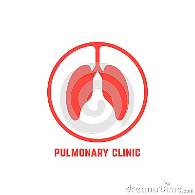 Red outline pulmonary clinic logo Vector Illustration