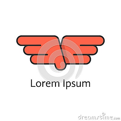 Red outline wings like company emblem Vector Illustration