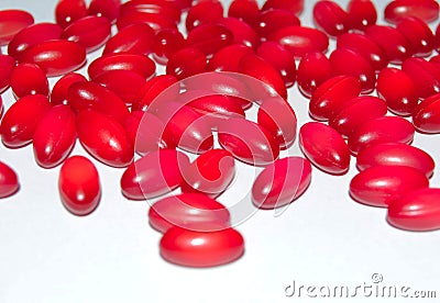 Red ovai pills Stock Photo